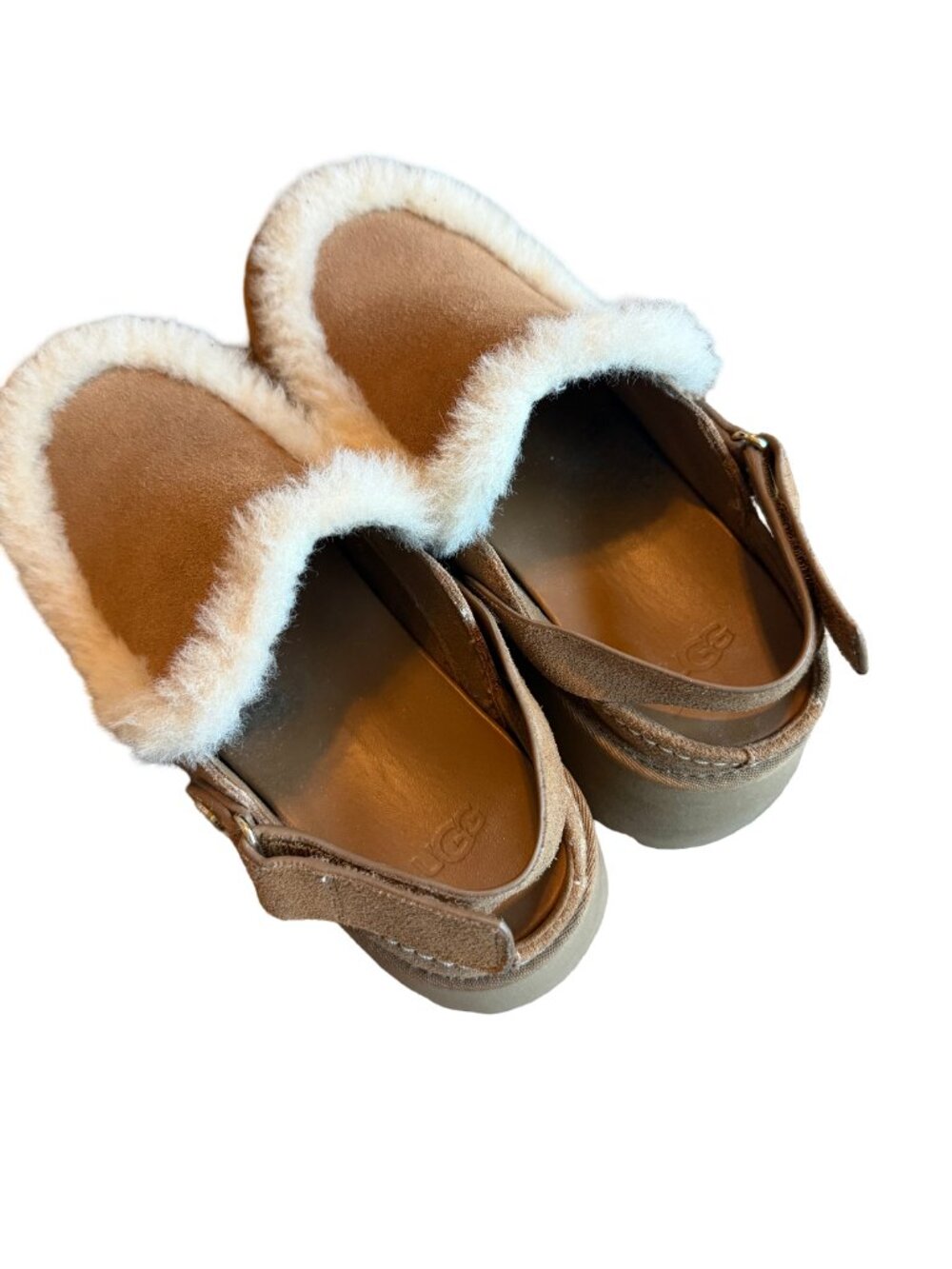 UGG Esmee Suede Block-Heel Slingback Clogs Shoes Camel Tan Suede Size 8 Women's - Picture 7 of 15